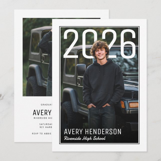 Modern PhotoPop Graduation Party Einladung (Vorne/Hinten)