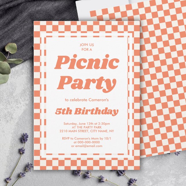 Modern Picnic Party Geburtstag Einladung (Modern Picnic Party Birthday Invitation
)