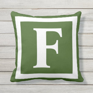 Modern Pine Green Bold Monogram Initial Kissen