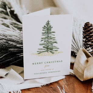 Modern Pine Tree Evergreen Einfache Unternehmensfü Feiertagskarte