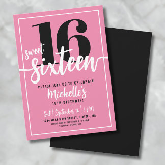 Modern Pink 16 . Geburtstag 16. Geburtstagsparty Einladung