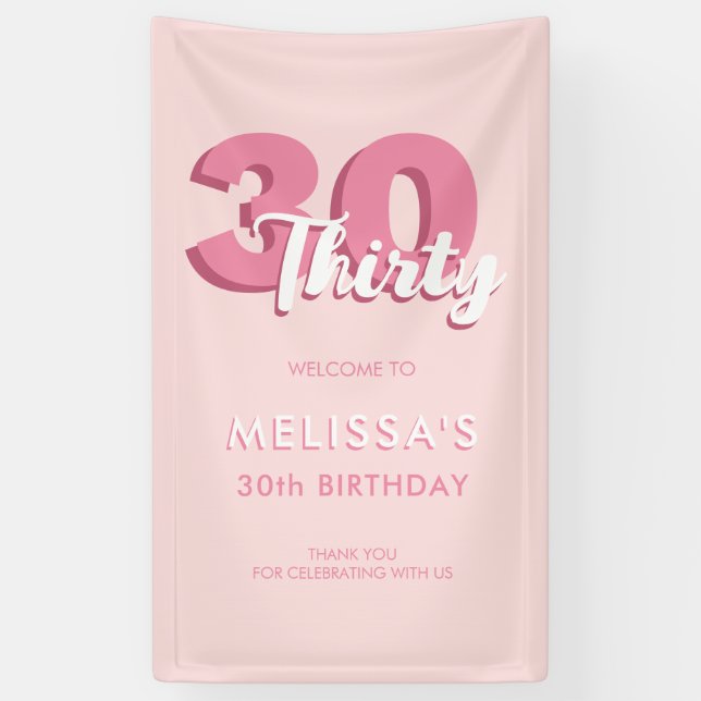 Modern Pink 30. Geburtstag Banner (Vertikal)