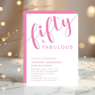 Modern Pink 50 und Fabelhaft 50. Geburtstag Einladung