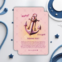Modern Pink Ahoy! Anchor Nautical Baby Dusche
