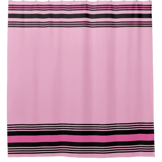 Modern Pink and Black Stripes Shower Curtain  Duschvorhang (Vorderseite)