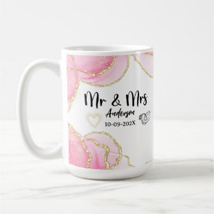 Modern Pink and Gold Mr. and Mrs. Kaffeetasse