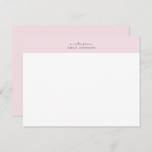 Modern pink and white a note from flat card einladung (Vorne/Hinten)