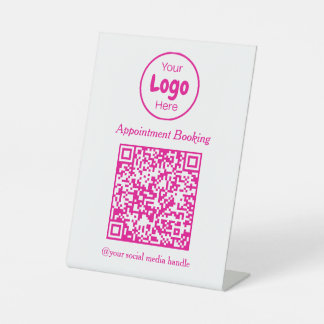 Modern Pink and White Appointment Booking QR Code Sockelschild