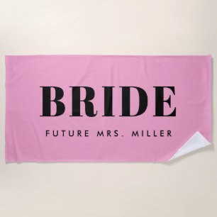 Modern Pink Bachelorette Future Frau Bride Strandtuch