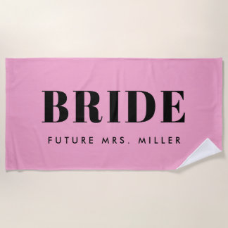 Modern Pink Bachelorette Future Frau Bride Strandtuch