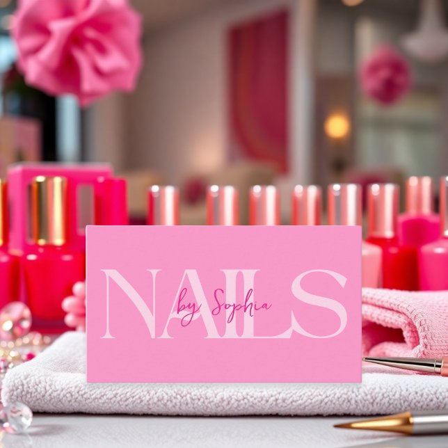 Modern Pink Beauty Nail Salon Business Card Visitenkarte (Modern Pink Beauty Nail Salon Business Card)