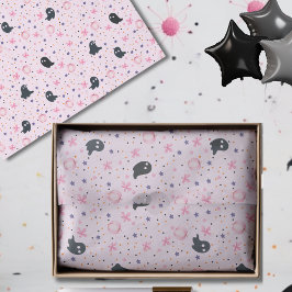 Modern Pink Black Cute Halloween Boo Ghost Seidenpapier