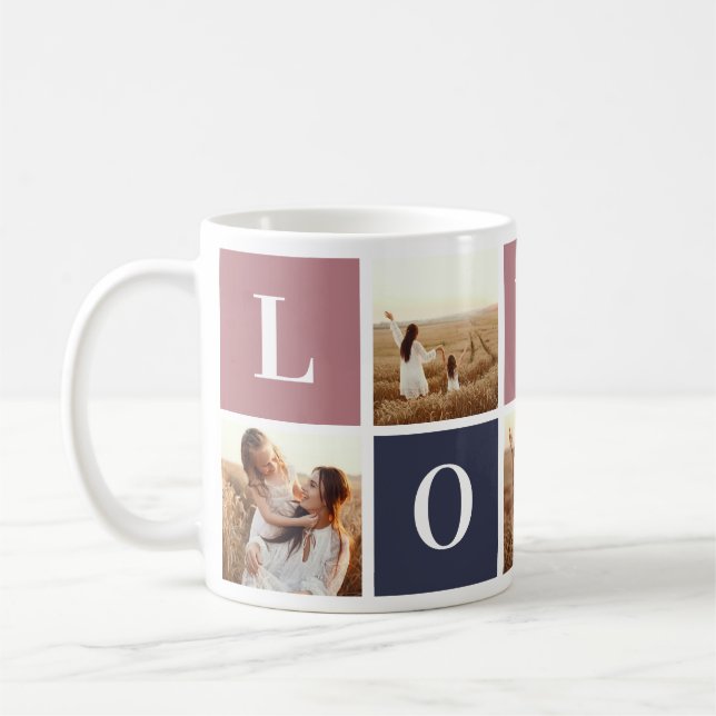 Modern Pink Blue Custom Foto Mutter Tochter Tasse (Links)