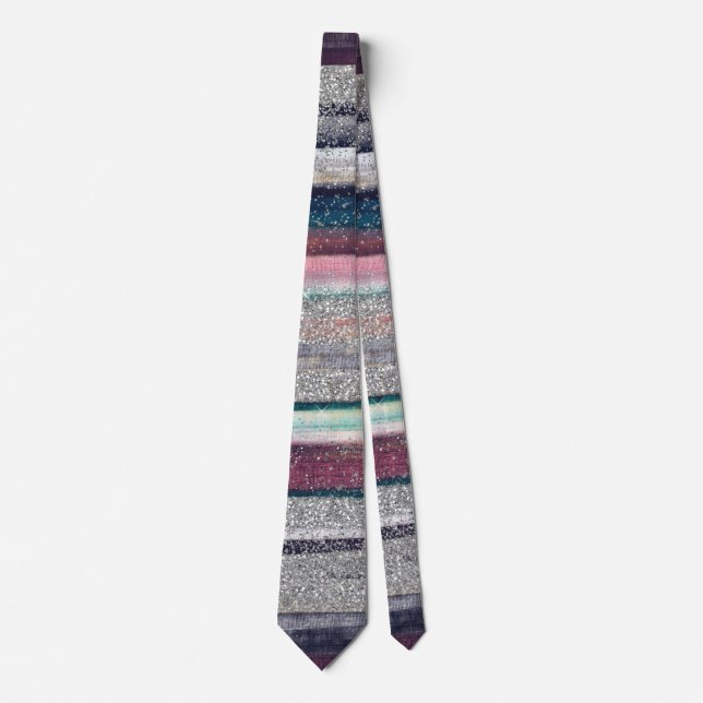 Modern Pink Blue Gold Glitzer Pinselstriche Farbe  Krawatte (Vorderseite)