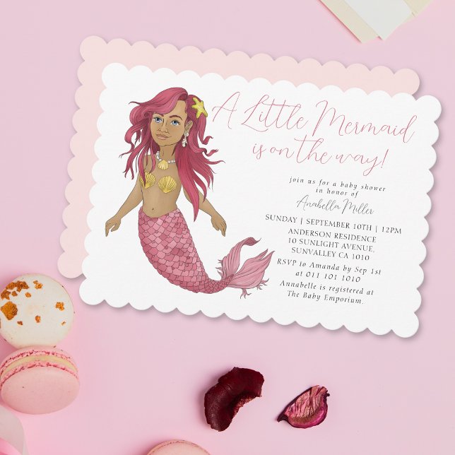 Modern Pink Boho Mermaid Girl Baby Dusche Einladung (Von Creator hochgeladen)