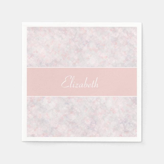 Modern Pink Bokeh Individuelle Name Paper Napkin Serviette (Vorderseite)