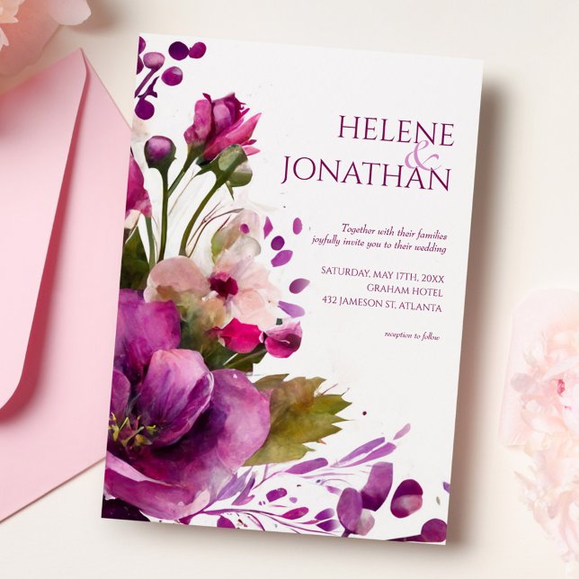 Modern Pink Bold Magenta Floral Boho Wedding Einladung (Von Creator hochgeladen)