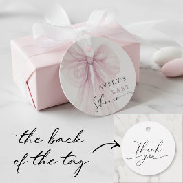 Modern Pink Bow Girl Baby Shower Geschenkanhänger