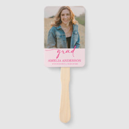 Modern Pink Bow Graduation Class of 2026 Photo Fächer