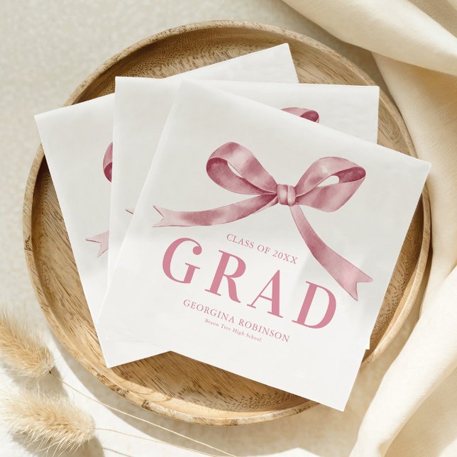 Modern Pink Bow Graduation Party Serviette (Von Creator hochgeladen)