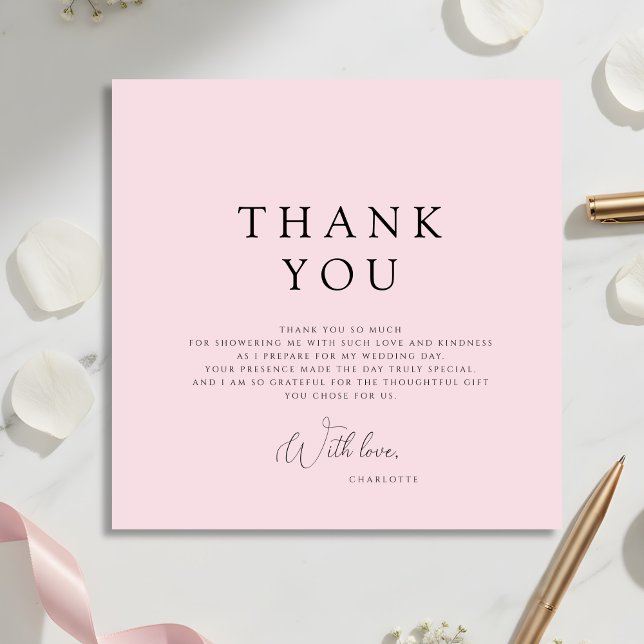 Modern Pink Bridal Shower Thank You Card Einladung (Von Creator hochgeladen)