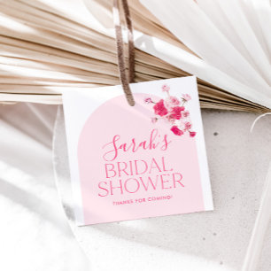 Modern Pink Bright Floral Brautparty Gefallen Tag Geschenkanhänger