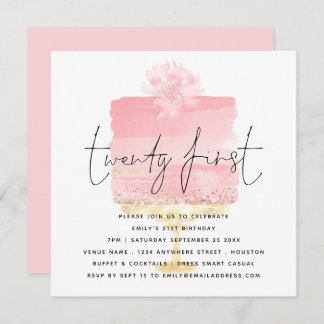 Modern Pink Cake 21. Geburtstagseinladung Mitteilungskarte