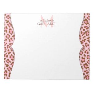 Modern Pink Choco Animal Print Girl Personalisiert Notizblock
