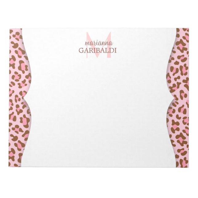 Modern Pink Choco Animal Print Girl Personalisiert Notizblock (Vorderseite)