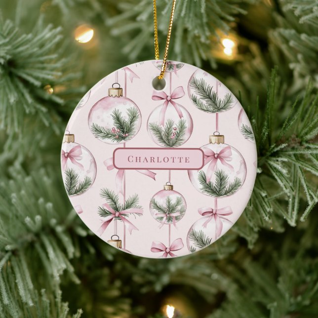Modern Pink Christmas Ornament Personalized Gift (Baum)