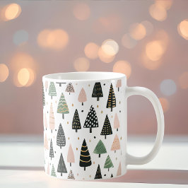 Modern Pink Christmas Tree Pattern Mug Kaffeetasse