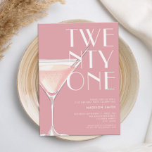 Modern Pink Cocktail 21. Geburtstag