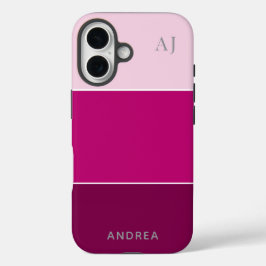 Modern Pink Color Block Personalized Phone iPhone 16 Hülle
