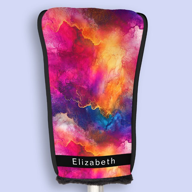 Modern Pink Color Fusion Personalized Golf Headcover (Von Creator hochgeladen)