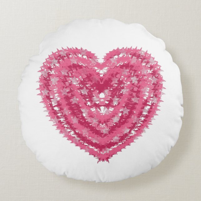 Modern Pink Confetti Heart | Valentine's Day Art Rundes Kissen (Vorderseite)