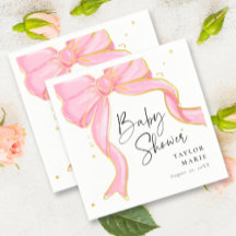 Modern Pink Coquette Bow Baby Shower Girl