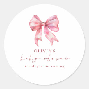 Modern Pink Coquette Bow Vielen Dank Baby Dusche Runder Aufkleber