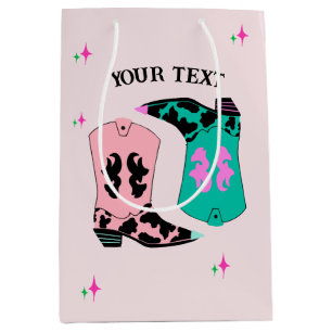 Modern Pink Cowgirl Boots Rodeo Mittlere Geschenktüte