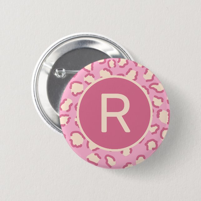 Modern Pink Cowgirl Monogram Personalisiert Button (Vorne & Hinten)