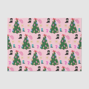 Modern Pink Cowgirl Western Boots Christmas Tree Seidenpapier