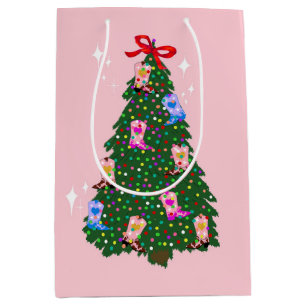 Modern Pink Cowgirl Western Boots Weihnachten Mittlere Geschenktüte