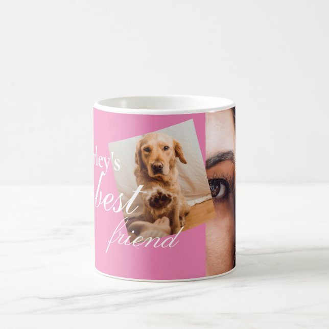 Modern Pink Cup 2 Foto Bester Freund Kaffeetasse (Mittel)
