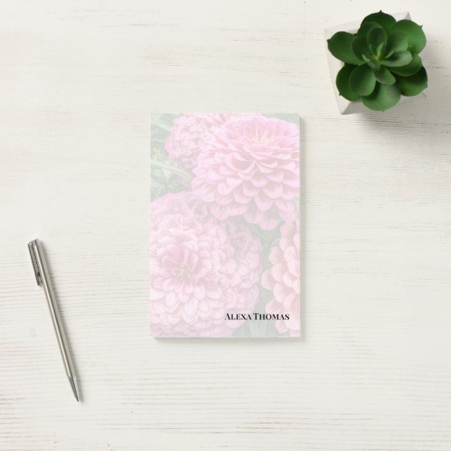 Modern Pink Dahlias Post-it Klebezettel (Büro)
