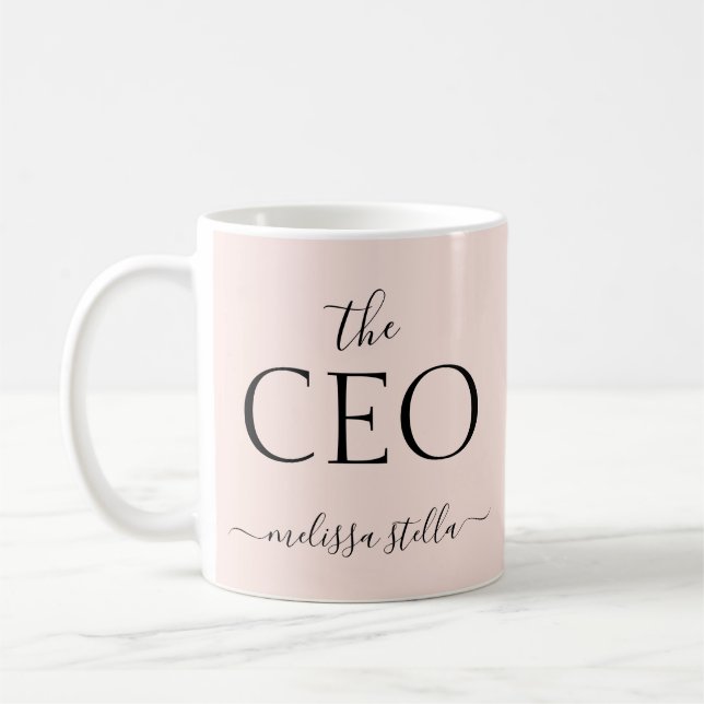 Modern Pink Der CEO-Name | Bestes Mädchen-Geschenk Kaffeetasse (Links)