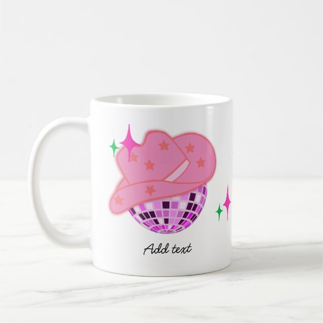 Modern Pink Disco Cowgirl Cowboy Kaffeetasse (Links)