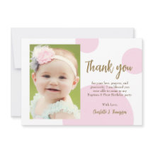 Modern Pink Dots Gold First birthday baptism photo
