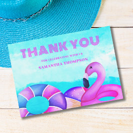 Modern Pink Flamingo Birthday Dankeskarte