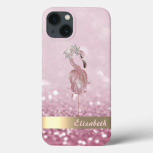 Modern Pink Flamingo Blume Glitzer Bokeh Case-Mate iPhone Hülle