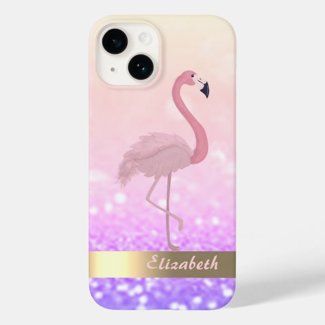 Modern Pink Flamingo Glitzer Bokeh Case-Mate iPhone Hülle (Rückseite)