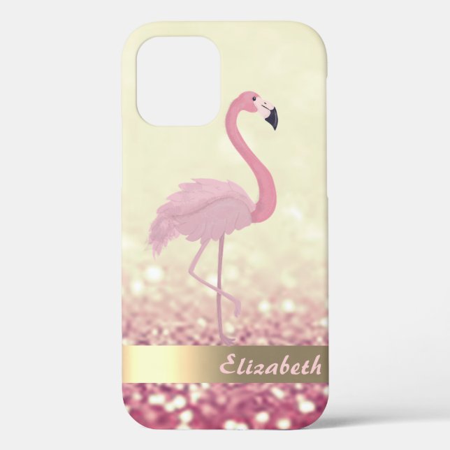 Modern Pink Flamingo Ombre Glitzer Bokeh Case-Mate iPhone Hülle (Rückseite)